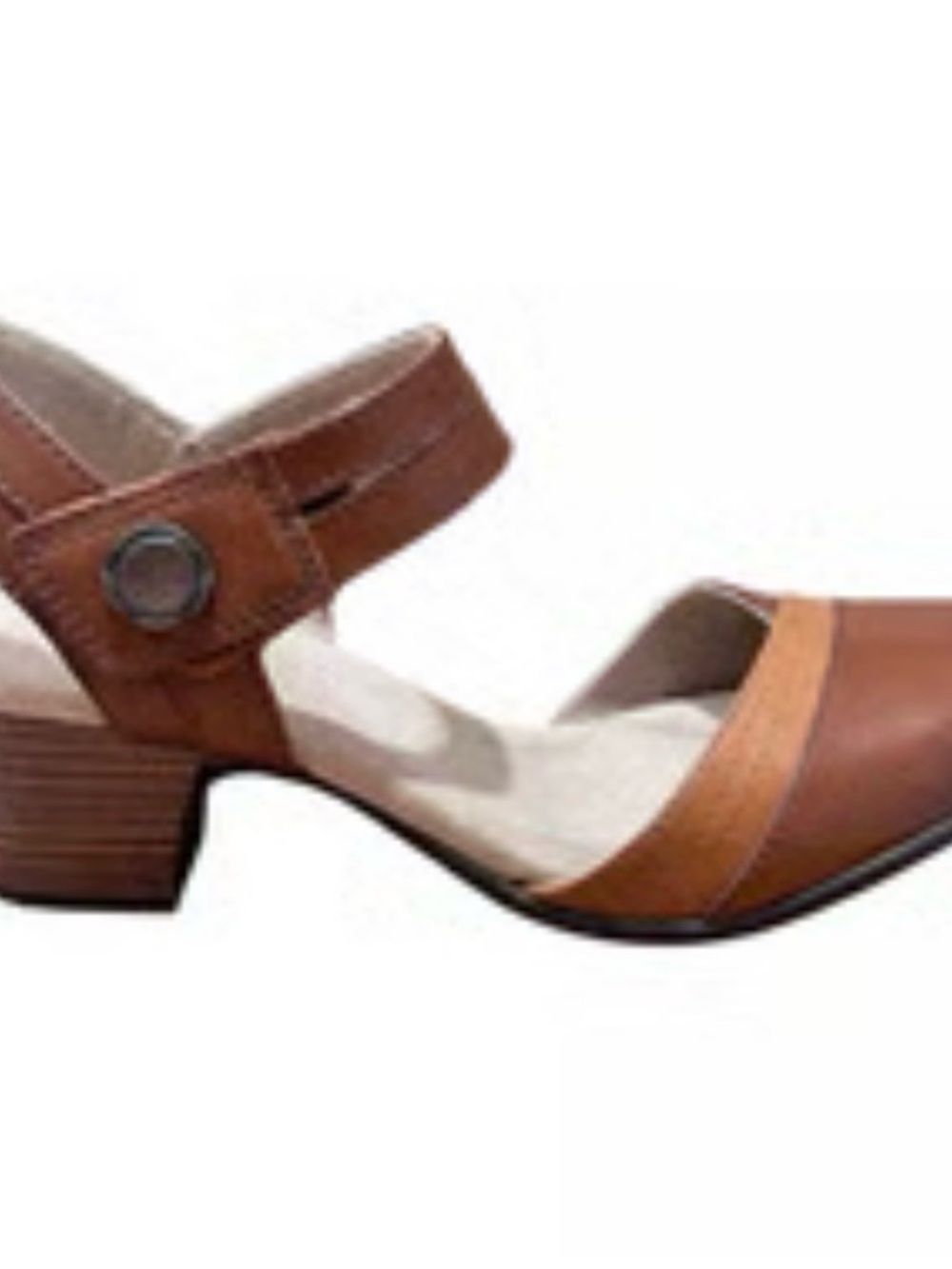 Clarks Brown Tan Leather Low Block Heel Sandals